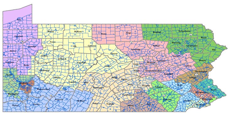 A proposed Pennsylvania congressional map approved by House Republicans and advanced by a state Senate panel.

Pa. House