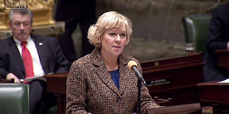 Pennsylvania state Sen. Lisa Boscola speaks from the floor of the state Senate in Harrisburg.

Image courtesy of the Pennsylvania Senate