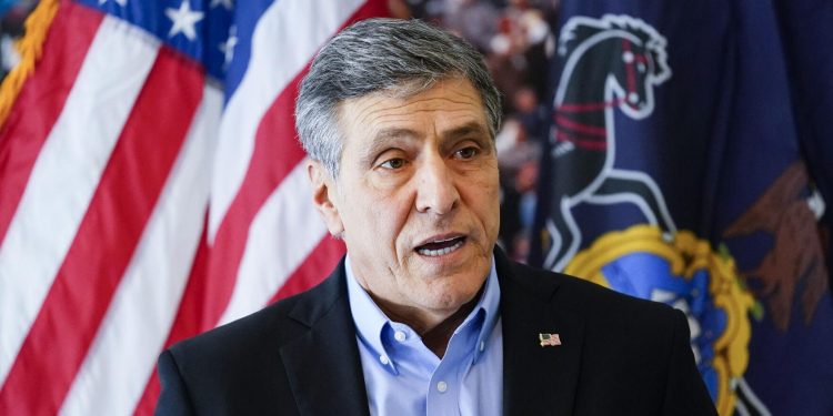 Pennsylvania Republican candidate for governor Lou Barletta speaks during an event in Bethlehem, Pa., on Wednesday, Jan. 19, 2022.

Matt Rourke / AP