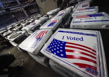Table top voting stations are stored in the Allegheny County Election Division Warehouse in Pittsburgh Friday, Nov. 6, 2020.

Gene J. Puskar / AP Photo