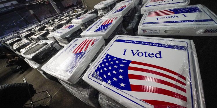 Table top voting stations are stored in the Allegheny County Election Division Warehouse in Pittsburgh Friday, Nov. 6, 2020.

Gene J. Puskar / AP Photo