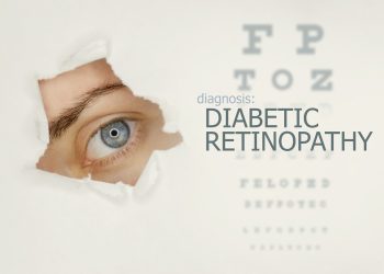Eye disease concept template. Grey background.