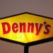 Huntsville, Alabama, USA - June 6, 2011:  Illuminated Denny's restaurant sign at dusk.  Sign located on University Drive, just west of downtown Huntsville, Alabama.