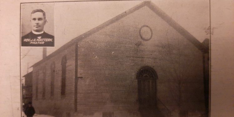 Oldest known photograph of original church, 1904