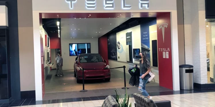 A Tesla car dealership store is in Ross Park Mall in Ross Township, Pennsylvania, on Tuesday, March 16, 2021.

AP Photo/Ted Shaffrey