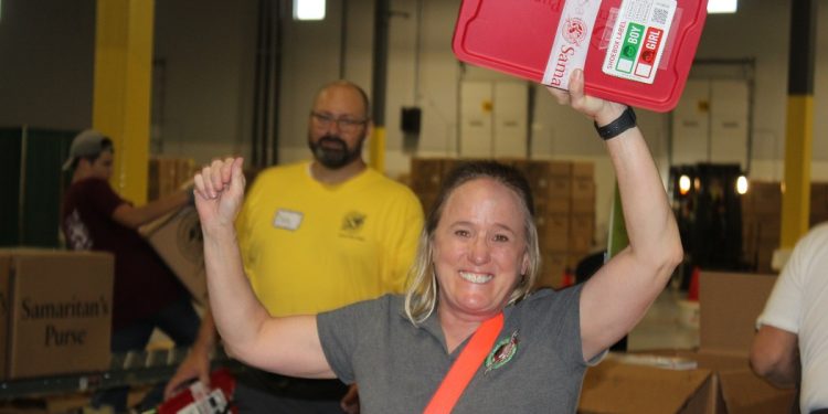 Photo: In December, West Central PA Area Coordinator Shelly Rhoades helped process shoebox gifts at Operation Christmas Child’s Baltimore Processing Center. (Provided photo)