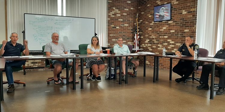 Pictured, from left to right, are: Lawrence Township Supervisors Jeremy Ruffner and Randy Powell; Clearfield Borough Council Members Stephanie Tarbay and Steve Livergood and Lawrence Township Police Chief Doug Clark and Clearfield Police Chief Vincent McGinnis. (Photo by Wendy Brion)
