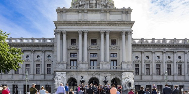 Sens. Wayne Langerholc, Jr. (R-35), Scott Hutchinson (R-21) and Devlin Robinson (R-37) spoke at the No P3 Bridge Tolling Coalition’s rally to voice opposition to the Wolf administration’s plan to toll interstate bridges in Pennsylvania.