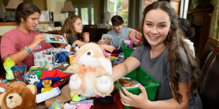 Shoebox packing is a great group activity! (Photo is courtesy of Samaritan’s Purse)