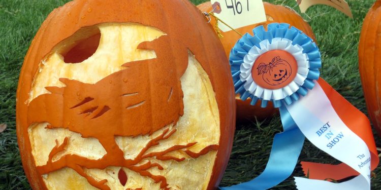 A winning jack-o'-lantern from a past pumpkin festival at The Arboretum at Penn State. This year's contest and display will take place Oct. 7 and 8. Credit: The Arboretum at Penn State / Penn State. Creative Commons