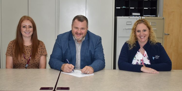 Pictured, from left, are: Tonya Saggese, CCCTC director of Practical Nursing; Fred Redden, CCCTC executive director; and Amber Weis, PHR, SHRM-CP, assistant vice president, Physician Network for Penn Highlands Healthcare.