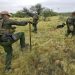 U.S. Border Patrol agents, aided by a dog and a Black Hawk helicopter, search for a group of migrants evading capture at the base of the Baboquivari Mountains on Sept. 8, 2022, near Sasabe, Ariz. The desert region located in the Tucson sector just north of Mexico is one of the deadliest stretches along the international border with rugged desert mountains, uneven topography, washes and triple-digit temperatures in the summer months. Border Patrol agents performed 3,000 rescues in the sector in the past 12 months.

Matt York / AP Photo