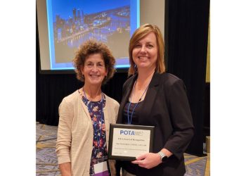 LuAnn Delbrugge with Amy Fatula with her OTA Award of Recognition at the 2022 POTA conference.

Credit: Penn State