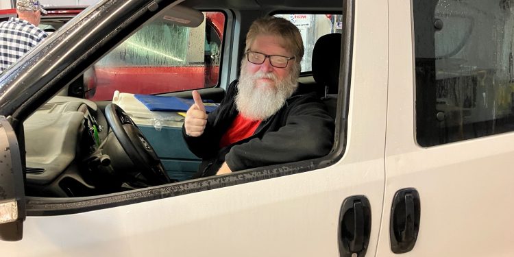 Meals on Wheels and More Driver Joe Lenhart, with his van loaded, ready to see what another day brings as he embarks on his delivery route.