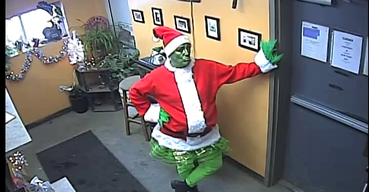 The Grinch was spotter on surveillance at Novey Recycling on Saturday. (Provided Photo).