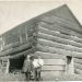 Civil War Veteran Daniel Barnett at left, son Benjamin Barnett and grandson William Barnett pose for photo August 26, 1925, at the site of the "Bloody Knox" cabin that was built in 1861.