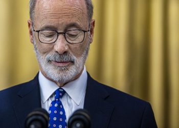 Pennsylvania Governor Tom Wolf, whose transparency promises have fallen short, speaks at a school in Philadelphia, PA. Jose F. Moreno/ Philadelphia Inquirer