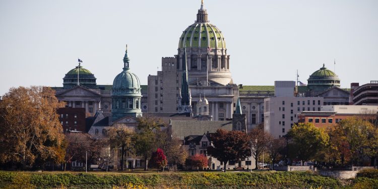 Pennsylvania’s state capitol building in Harrisburg, PA on Election Day 2022.

Amanda Berg / For Spotlight PA