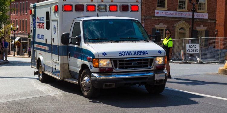 Lancaster, PA - A Lancaster EMS ambulance with emergency flashing lights responds to emergency dispatch.

By George Sheldon | The Center Square