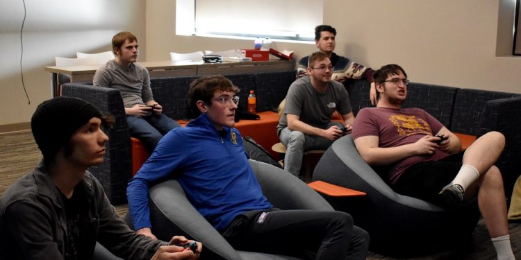 Students taking part in the first esports game night in the gaming lounge in the PAW Center on campus at Penn State DuBois

Credit: Penn State