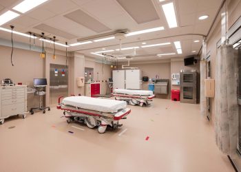 Shown is a room with two trauma bays in the state-of-the-art Emergency Department at Penn Highlands DuBois.
