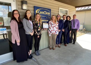 From left, are: Alayna Adams, CenClear; Ashley Curley, SUD Therapist, CenClear; Loralie Finley, Regional Manager, CenClear; Cheri Casher, Clinical Supervisor, CenClear; Sally Walker, CEO, BHARP; Justin Wolford, Director of Outpatient Services, CenClear; Kara Haberberger, Associate Regional Director, Community Care Behavioral Health; Mike Gwin, Community Relations Coordinator, Community Care Behavioral Health. (Provided photo)