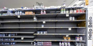 Empty shelves denote the lack of baby formula supplies in a scene repeated nationwide.

Mark Reinstein/AP Images