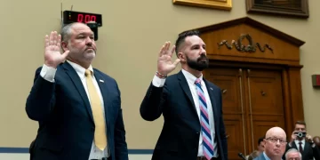 IRS Supervisory Special Agent Gary Shapley, left, and Joseph Ziegler, an IRS Agent with the criminal investigations division, are sworn in at a House Oversight and Accountability Committee hearing with IRS whistleblowers, Wednesday, July 19, 2023, in Washington.

Stephanie Scarbrough