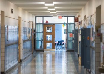 An empty hallway in Clearfield Elementary School.

Nate Smallwood / For Spotlight PA