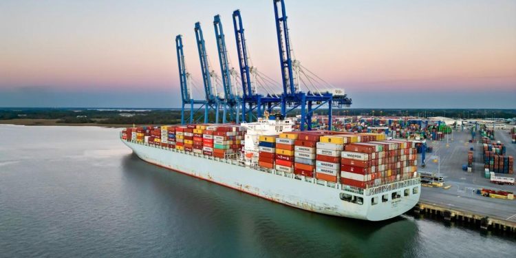 A container ship docked at the Port of Charleston, South Carolina. 

Facebook / South Carolina Ports Authority