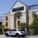 FILE - A Town of Newburgh police vehicle sits parked outside The Crossroads Hotel, where two busloads of migrants arrived hours earlier, on May 11, 2023, in Newburgh, N.Y. 

John Minchillo / AP Photos