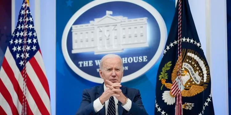 President Joe Biden speaks in the South Court Auditorium on the White House campus, Friday, March 18, 2022, in Washington. (AP Photo/Patrick Semansky)

Patrick Semansky