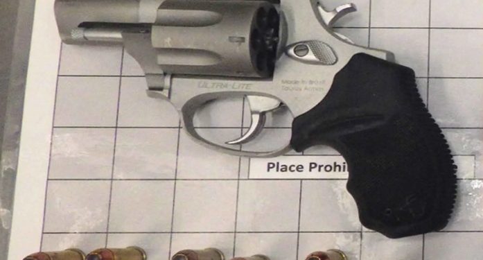TSA SA stopped a woman from Mayport, Pa., with this loaded handgun among her carry-on items at the Pittsburgh International Airport security checkpoint on Sunday, Sept. 24. (ExploreJefferson)