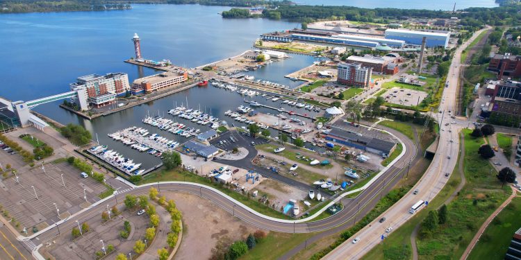 An aerial shot of Erie’s bayfront district.

Commonwealth Media Services