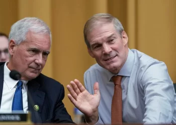 Rep. Tom McClintock, R-Calif., left, confers with House Judiciary Committee Chairman Jim Jordan, R-Ohio, as Attorney General Merrick Garland faces his most ardent critics as House Republicans during an oversight hearing of what they claim is the "weaponization" of the Justice Department under President Joe Biden, Wednesday, Sept. 20, 2023, on Capitol Hill in Washington.

J. Scott Applewhite