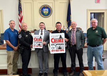 In the photo, from left to right, are 911 Director Jeremy Ruffner, Clearfield Regional Police Chief Vince McGinnis, District Attorney Ryan Sayers, Sandy Township Police Chief Kris Kruzelak, Sgt. Detective Rod Fairman and Board Member Brian Witherow.