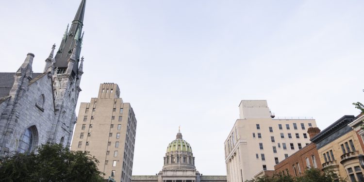 The view of the Pennsylvania Capitol in Harrisburg from State Street.

Amanda Berg / For Spotlight PA