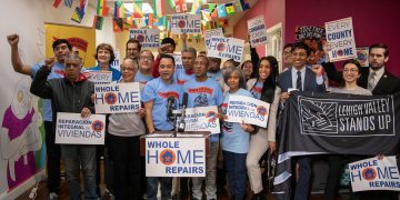 A rally in support of permanent funding for the Whole-Home Repairs program in the Lehigh Valley on April 18, 2023.

Pennsylvania Senate