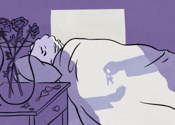 An illustration of an older woman sleeping in bed.

Leise Hook / For Spotlight PA