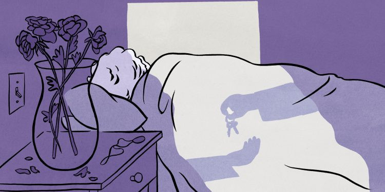 An illustration of an older woman sleeping in bed.

Leise Hook / For Spotlight PA