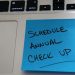 Sticky note reminder to schedule annual check up.