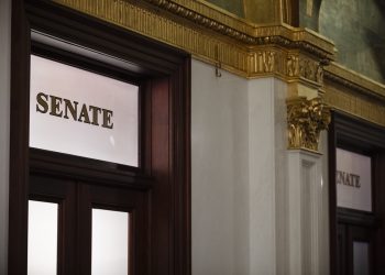 A sign that reads Senate inside the Pennsylvania Capitol in Harrisburg.

Amanda Berg / For Spotlight PA