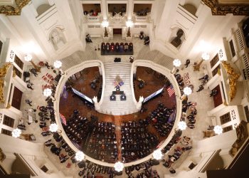 Gov. Josh Shapiro delivers his budget address in the Capitol rotunda on Feb. 6, 2024.

Commonwealth Media Services