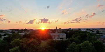 The sun shines over Old Main on Penn State’s University Park campus.

Abby Drey / Centre Daily Times