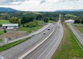 An aerial photo of U.S. Route 322 running toward State College.

Abby Drey / Centre Daily Times