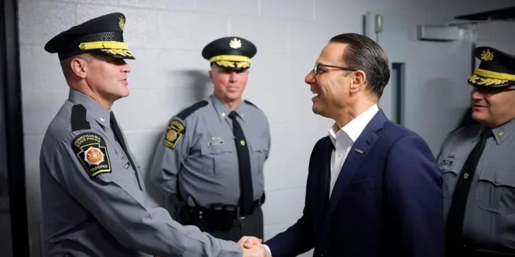 Gov. Josh Shapiro greeting members of the Pennsylvania State Police on Aug. 28, 2023.

Commonwealth Media Services