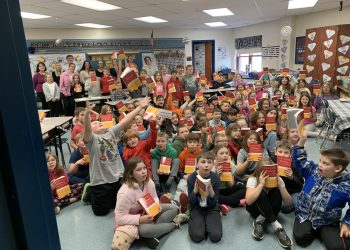 Third graders at Clearfield Elementary School recently received their own dictionaries from members of the Clearfield Area Rotary Club, Chinklacomoose Chapter, and representatives from Mature Resources, through the Rotary Dictionary Project.