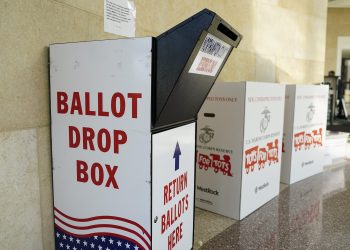 A mail ballot drop box is displayed Nov. 7, 2023, at Northampton County Courthouse in Easton, Pennsylvania.

Matt Smith / For Spotlight PA