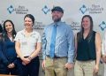 It was a happy reunion at Penn Highlands DuBois among patient Timothy Richmond and the trauma team and first responders who saved his life following a recent industrial accident. Shown (l. to r.) are Matthew Wachob, Emergency Medical Technician with Clearfield EMS; Katie Anthony, Trauma Performance Improvement Coordinator for Penn Highlands DuBois; Holly Hertlein, BSN, RN, CEN, Trauma Program Manager for Penn Highlands DuBois; Timothy Richmond; Kelly Richmond; and Philip S. Vuocolo, MD, MHA, FACS, a board-certified acute-care and trauma surgeon at Penn Highlands General Surgery and Trauma Medical Director for Penn Highlands DuBois.