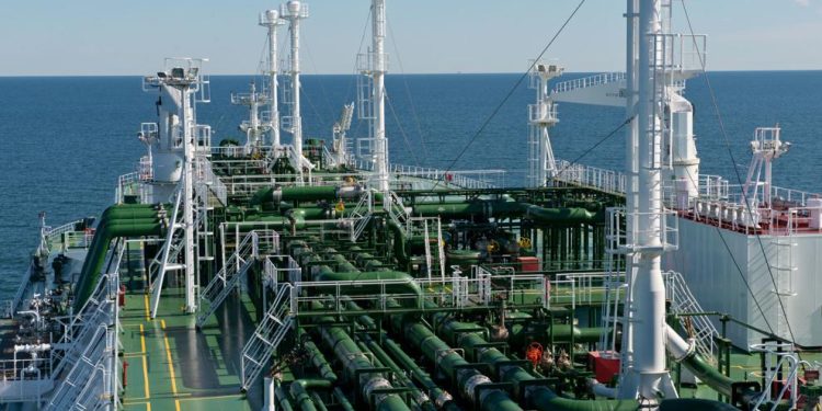 The deck of the Energy Atlantic is a maze of pipes and metal that help carry and contain natural gas products, Port Arthur, Texas on Jan. 12, 2016. The Energy Atlantic is a brand new liquefied gas carrying tanker that will soon be the carrier of the first ever U.S. exported shale natural gas. 

Petty Officer 3rd Class Dustin Williams | U.S. Coast Guard Photo